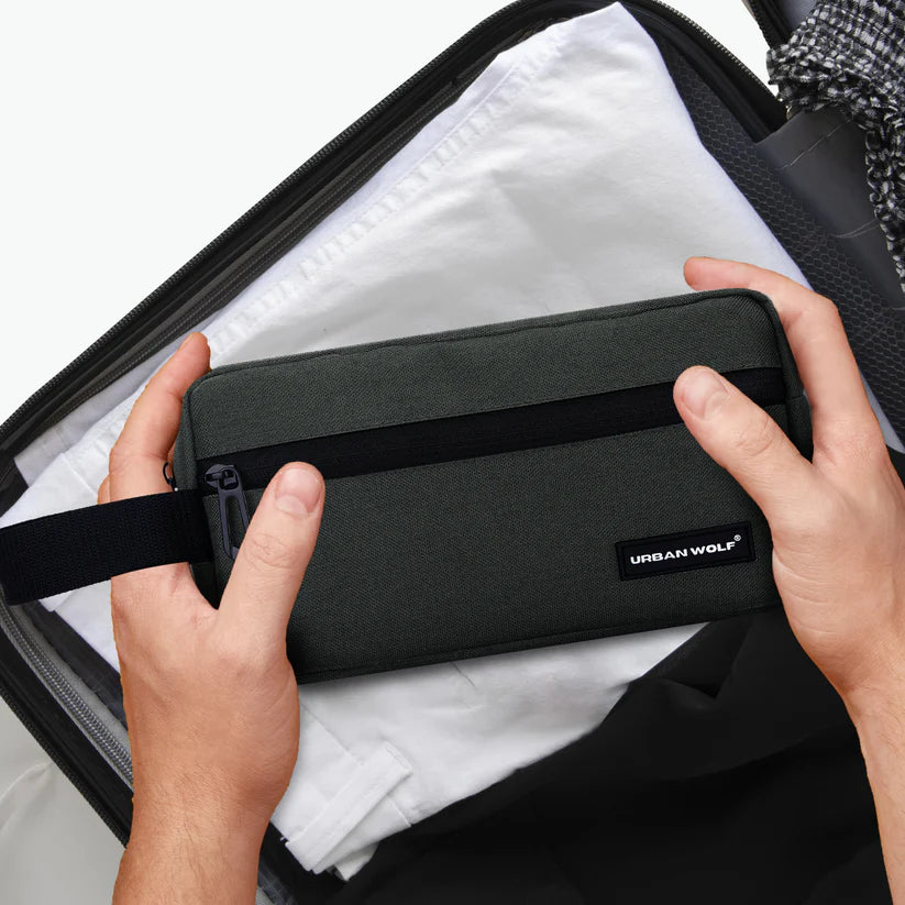 Travel Toiletry Bag for Men and Women: Water-Resistant Shaving Kit/Bag for Toiletry Accessories, Hanging Dopp Kit, Cosmetics Pouch with Multiple Pockets (CHARCOAL)