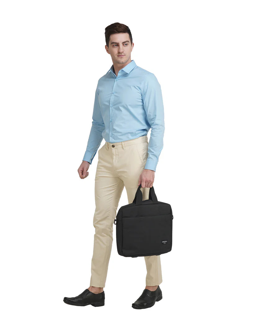 15.6 inch Laptop Shoulder Messenger Sling Office Bag, Water Repellent Fabric for Men and Women (Black)