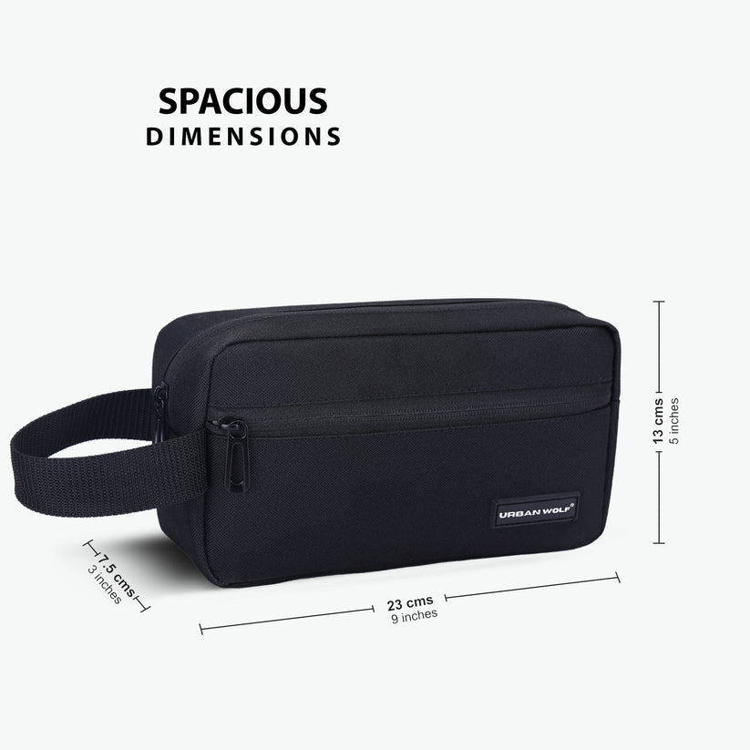 Travel Toiletry Bag for Men and Women: Water-Resistant Shaving Kit/Bag for Toiletry Accessories, Hanging Dopp Kit, Cosmetics Pouch with Multiple Pockets (BLACK)