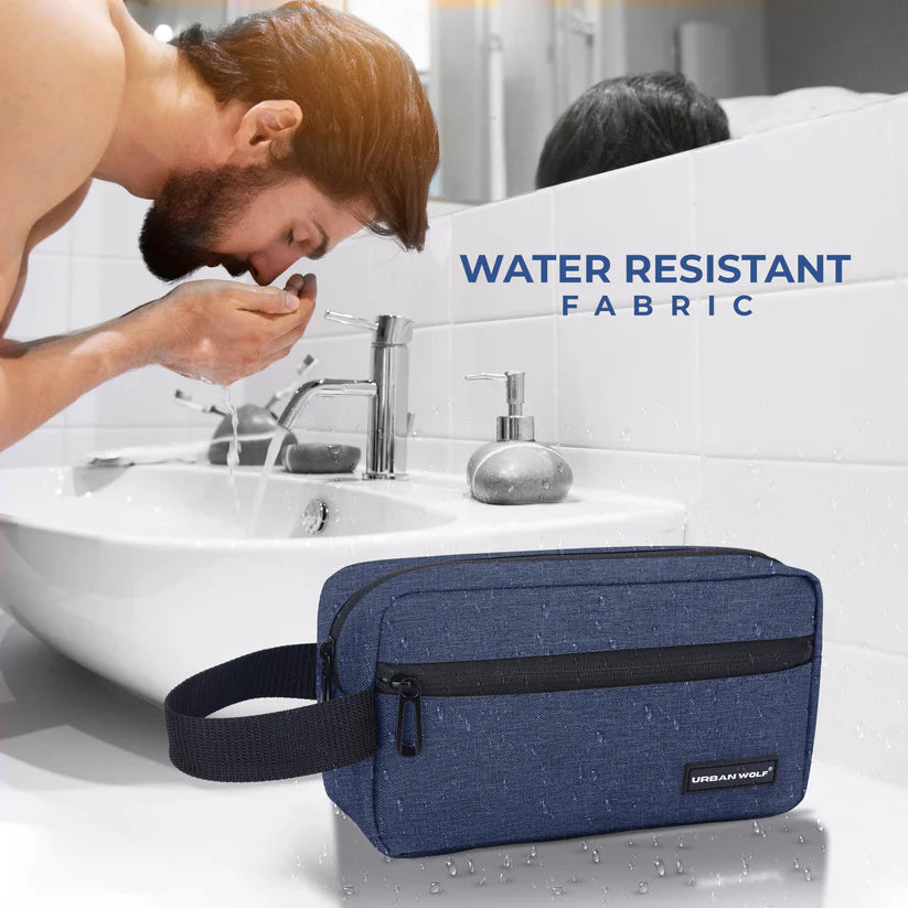 Travel Toiletry Bag for Men and Women: Water-Resistant Shaving Kit/Bag for Toiletry Accessories, Hanging Dopp Kit, Cosmetics Pouch with Multiple Pockets (BLUE)