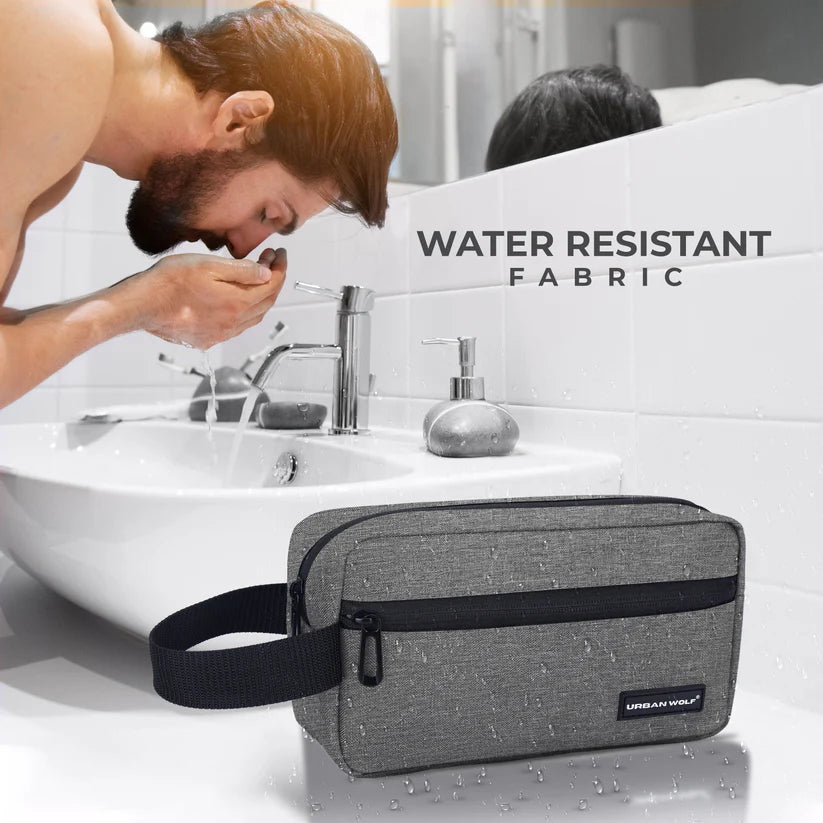 Travel Toiletry Bag for Men and Women: Water-Resistant Shaving Kit/Bag for Toiletry Accessories, Hanging Dopp Kit, Cosmetics Pouch with Multiple Pockets (GREY)