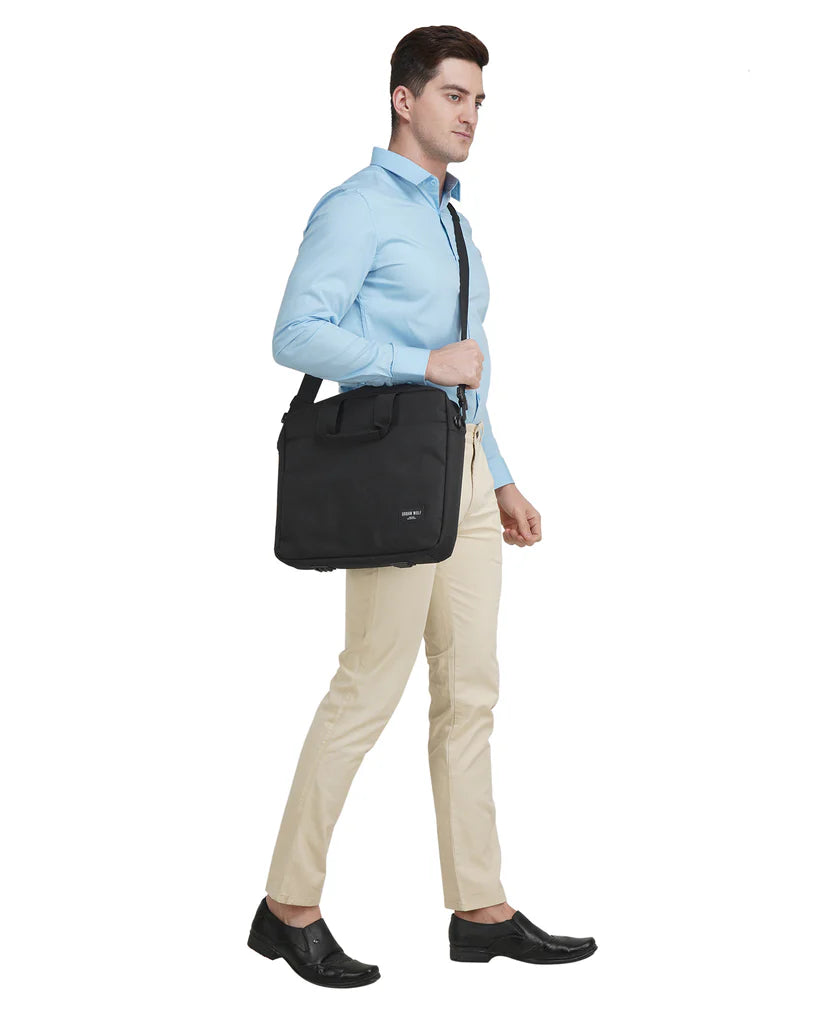 15.6 inch Laptop Shoulder Messenger Sling Office Bag, Water Repellent Fabric for Men and Women (Black)
