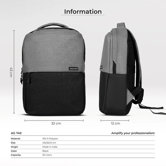 Business Casual 20L Dual Compartment Laptop Backpack-(GREY)