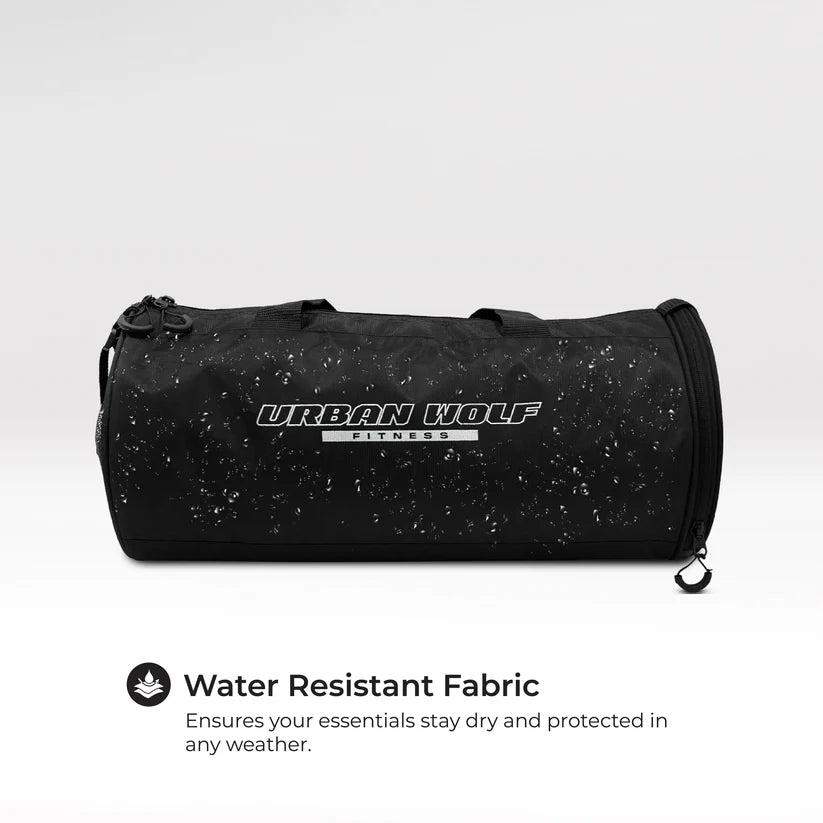 26L Gym Duffle Bag | Unisex Black | Separate Shoe Compartment | Quick Access Pocket | Durable Polyester | Multi-Functional Sports & Travel Bag | Dimensions 49x23x23 cm