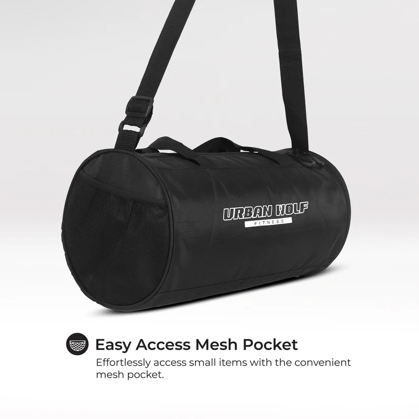 26L Gym Duffle Bag | Unisex Black | Separate Shoe Compartment | Quick Access Pocket | Durable Polyester | Multi-Functional Sports & Travel Bag | Dimensions 49x23x23 cm
