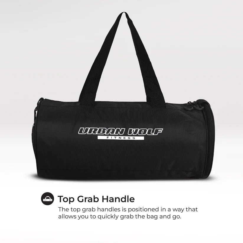 26L Gym Duffle Bag | Unisex Black | Separate Shoe Compartment | Quick Access Pocket | Durable Polyester | Multi-Functional Sports & Travel Bag | Dimensions 49x23x23 cm