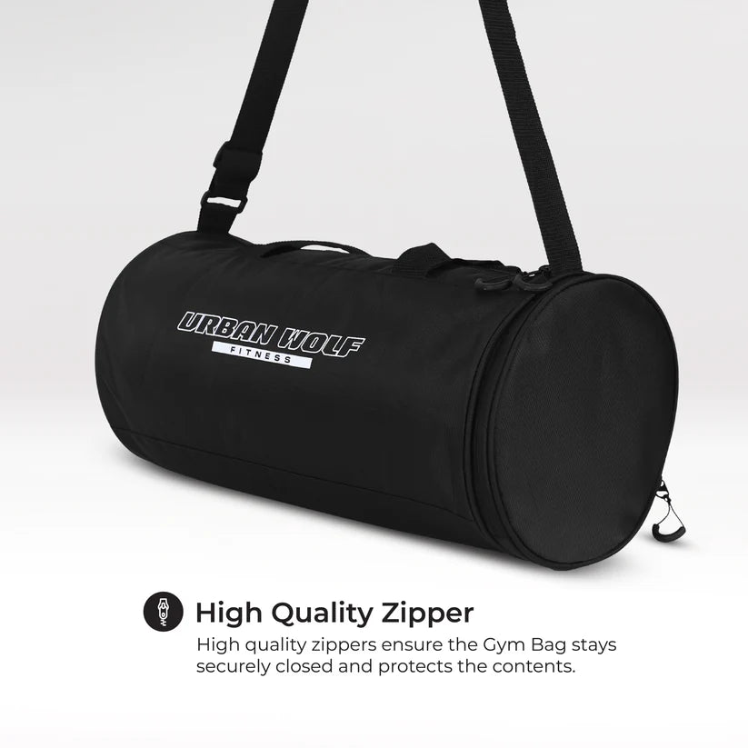 26L Gym Duffle Bag | Unisex Black | Separate Shoe Compartment | Quick Access Pocket | Durable Polyester | Multi-Functional Sports & Travel Bag | Dimensions 49x23x23 cm