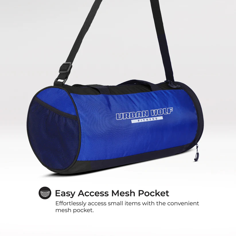 26L Gym Duffle Bag | Unisex Blue & Black | Separate Shoe Compartment | Quick Access Pocket | Durable Polyester | Multi-Functional Sports & Travel Bag | Dimensions 49x23x23 cm