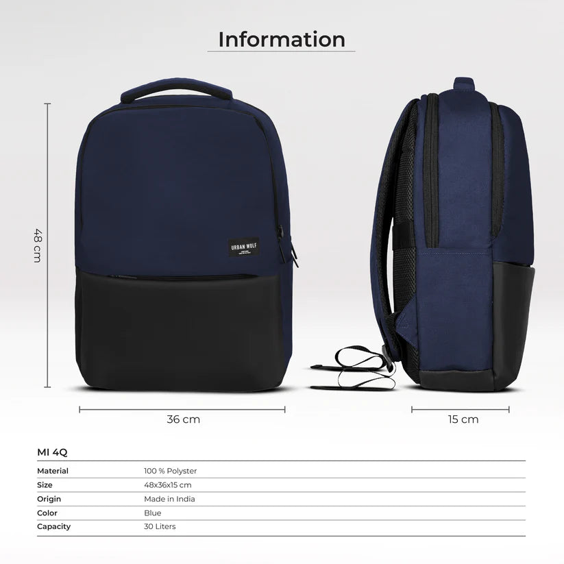 Business Casual 30L Dual Compartment Water Resistant Laptop Backpack (BLUE)