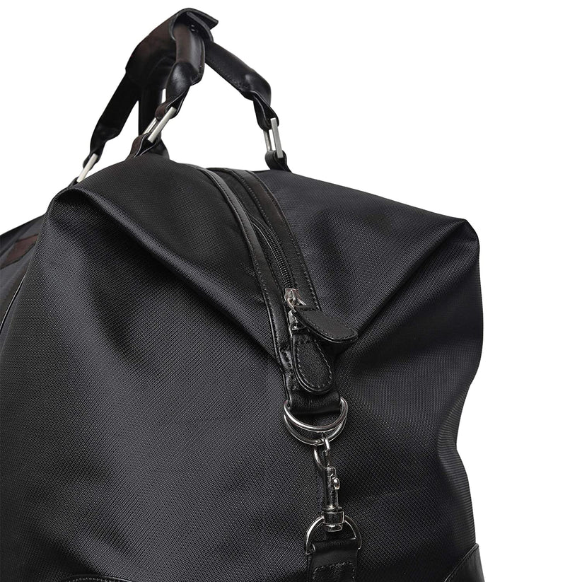 Faux Leather Duffle Bag-Black