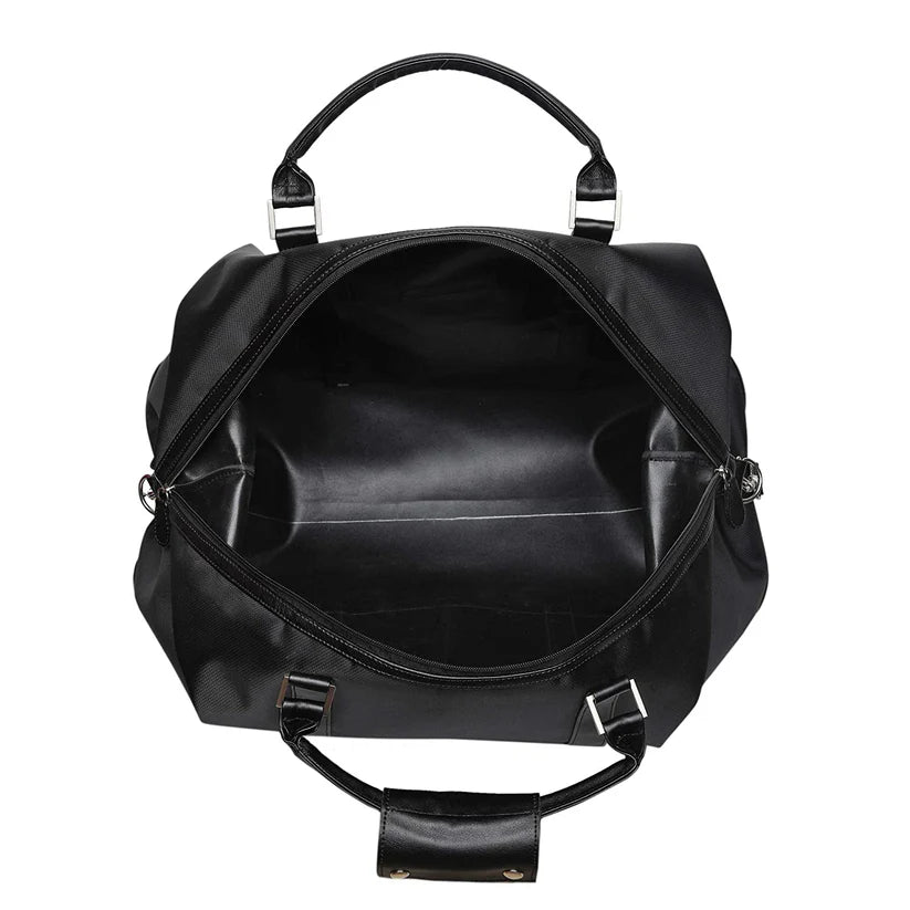 Faux Leather Duffle Bag-Black