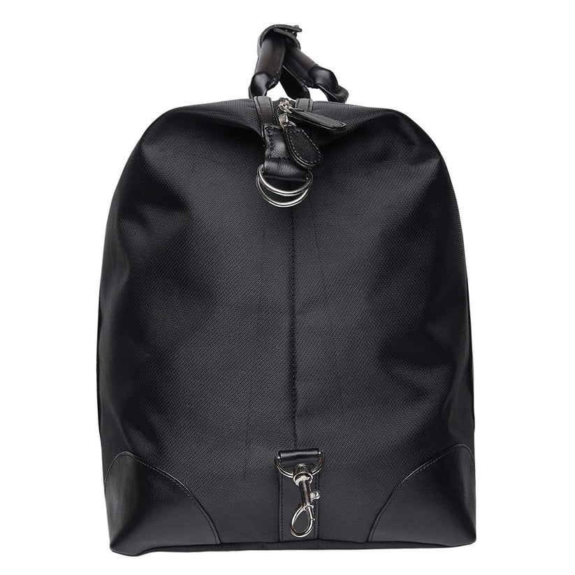 Faux Leather Duffle Bag-Black