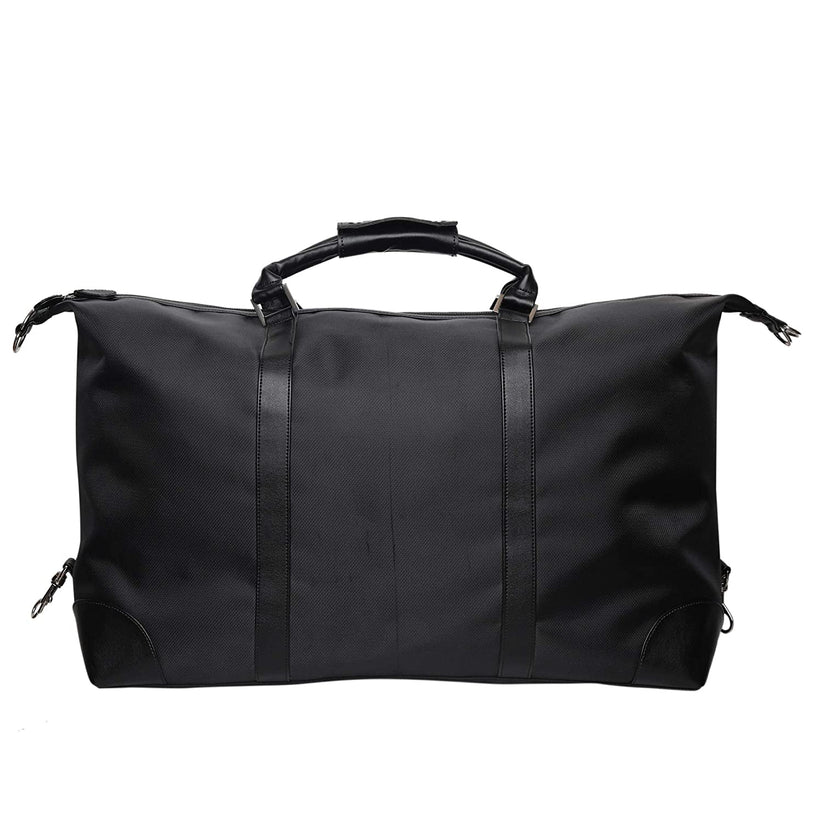 Faux Leather Duffle Bag-Black