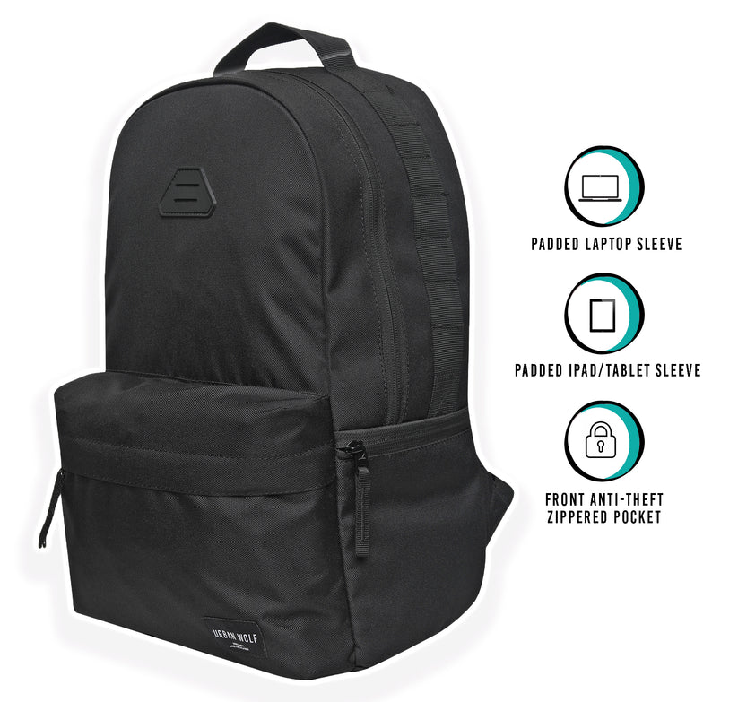 20L Unisex Casual Backpack for College and School-Black.