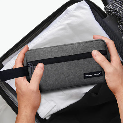 Travel Toiletry Bag for Men and Women: Water-Resistant Shaving Kit/Bag for Toiletry Accessories, Hanging Dopp Kit, Cosmetics Pouch with Multiple Pockets (GREY)