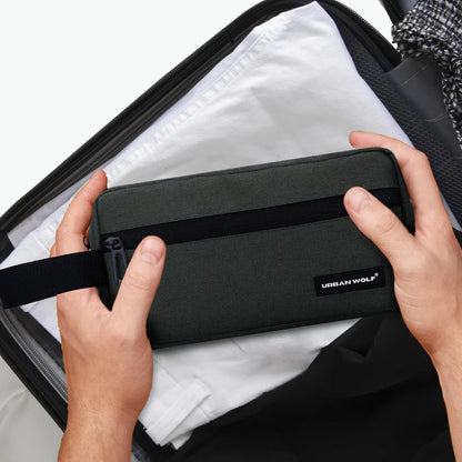 Travel Toiletry Bag for Men and Women: Water-Resistant Shaving Kit/Bag for Toiletry Accessories, Hanging Dopp Kit, Cosmetics Pouch with Multiple Pockets (CHARCOAL)