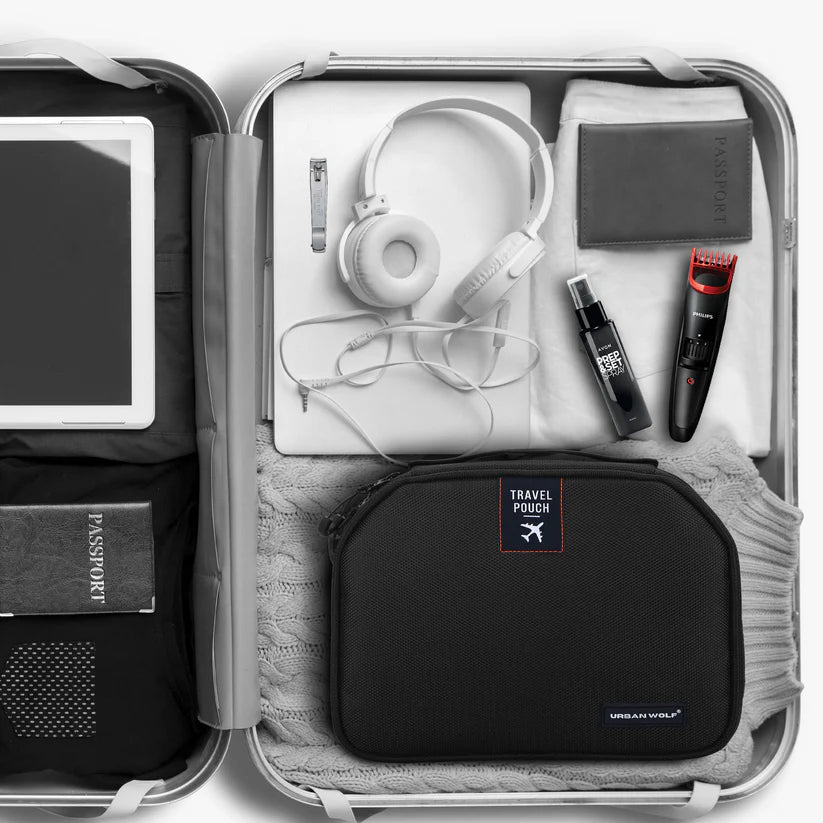 Travel Pouch Large Capacity, Water-Resistant Travel Toiletry Organizer with Multiple Pockets & Hanging Hook Cosmetic Makeup Organizer with Mesh Pockets Travel Kit for Men and Women (Black)