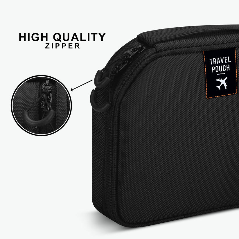 Travel Pouch Large Capacity, Water-Resistant Travel Toiletry Organizer with Multiple Pockets & Hanging Hook Cosmetic Makeup Organizer with Mesh Pockets Travel Kit for Men and Women (Black)