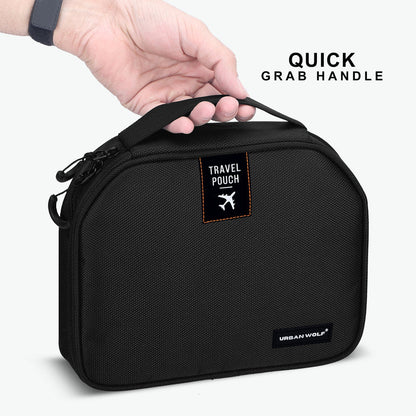 Travel Pouch Large Capacity, Water-Resistant Travel Toiletry Organizer with Multiple Pockets & Hanging Hook Cosmetic Makeup Organizer with Mesh Pockets Travel Kit for Men and Women (Black)