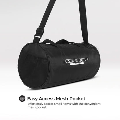 26L Gym Duffle Bag | Unisex Black | Separate Shoe Compartment | Quick Access Pocket | Durable Polyester | Multi-Functional Sports & Travel Bag | Dimensions 49x23x23 cm