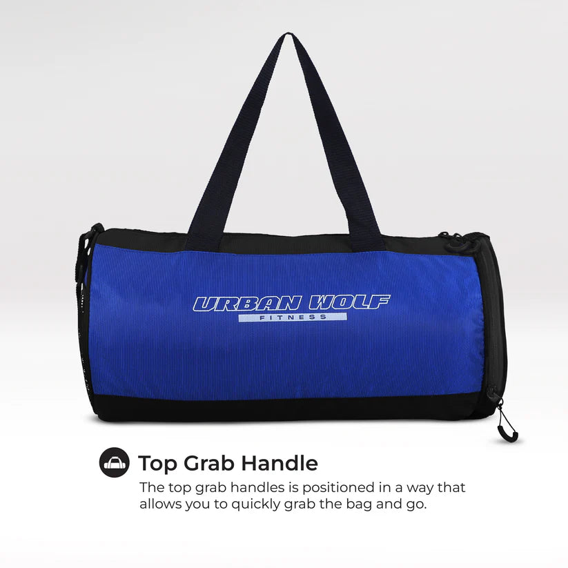 26L Gym Duffle Bag | Unisex Blue & Black | Separate Shoe Compartment | Quick Access Pocket | Durable Polyester | Multi-Functional Sports & Travel Bag | Dimensions 49x23x23 cm