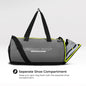 26L Gym Duffle Bag | Unisex Grey & Green Zipper | Separate Shoe Compartment | Quick Access Pocket | Durable Polyester | Multi-Functional Sports & Travel Bag | Dimensions 49x23x23 cm