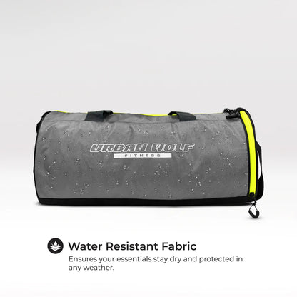 26L Gym Duffle Bag | Unisex Grey & Green Zipper | Separate Shoe Compartment | Quick Access Pocket | Durable Polyester | Multi-Functional Sports & Travel Bag | Dimensions 49x23x23 cm