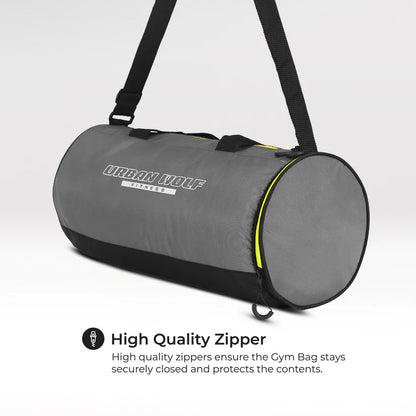 26L Gym Duffle Bag | Unisex Grey & Green Zipper | Separate Shoe Compartment | Quick Access Pocket | Durable Polyester | Multi-Functional Sports & Travel Bag | Dimensions 49x23x23 cm