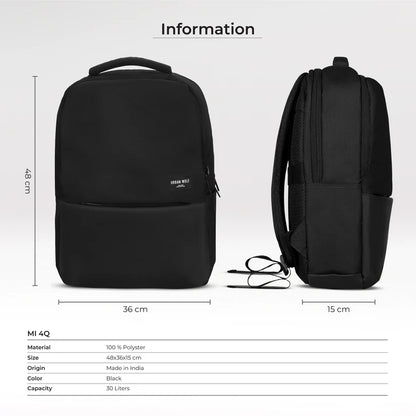 Business Casual 30L Dual Compartment Water Resistant Laptop Backpack (BLACK)