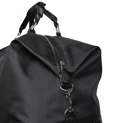 Faux Leather Duffle Bag-Black