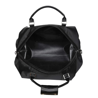 Faux Leather Duffle Bag-Black